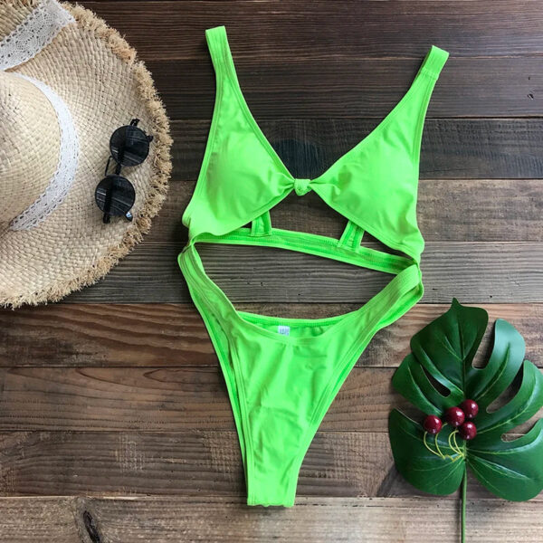 Cut Out Thong Monokini Swimsuit - Image 2