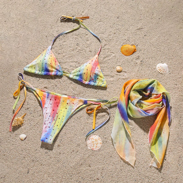 Sexy Diamond 3-Piece Swimsuit with Mesh Cover Ups - Image 3