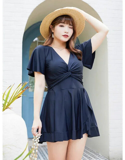 Swimwear Ladies Korea New Big Size V-neck Swimsuit