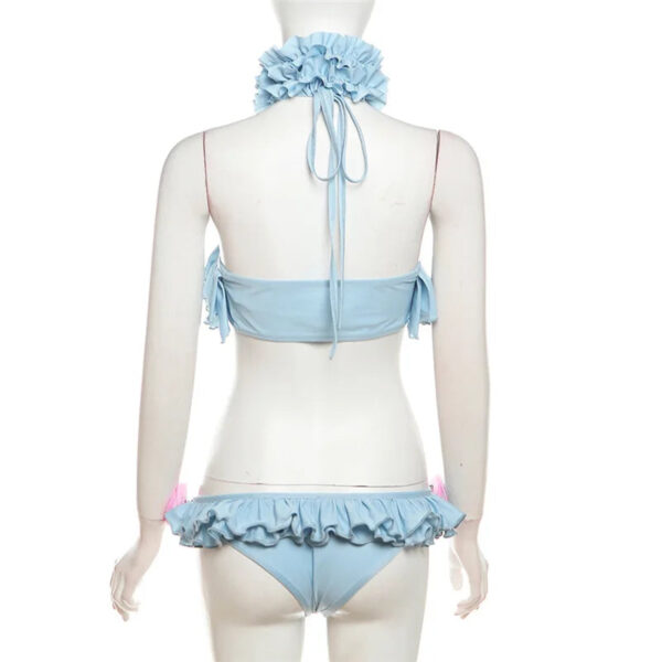 3D Floral Appliques Ruffled Bikini Set - Image 6