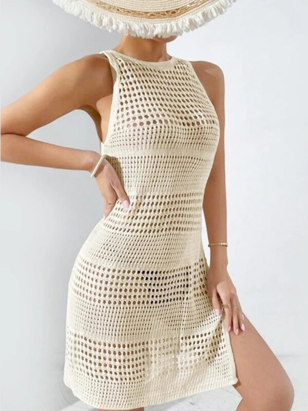 Hollow Out Side Slit Bikini Crochet Cover Up - Image 3
