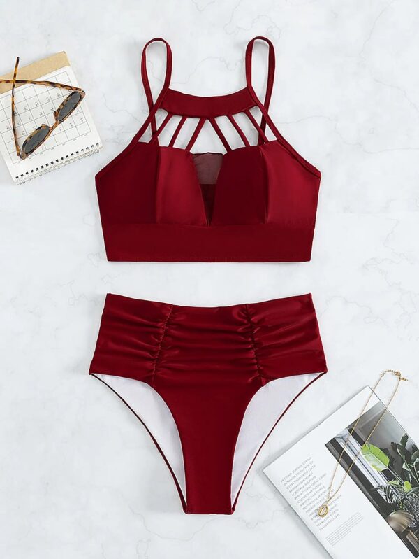 Cut-out Ruched Bikini Women High Waisted Swimwear - Image 5