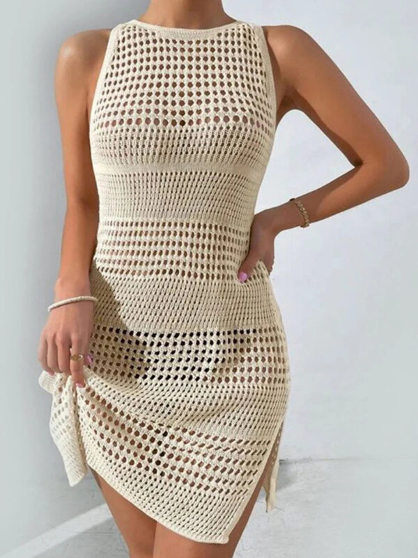 Hollow Out Side Slit Bikini Crochet Cover Up - Image 5