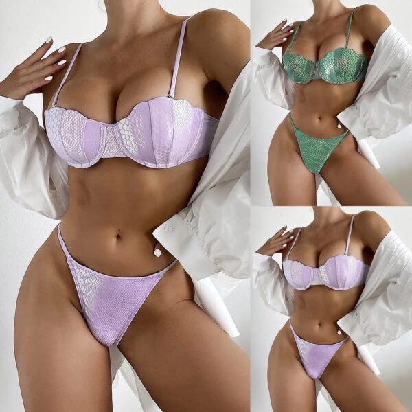 Reflective Colorful Triangle Swimsuit Swim Shorts Women's 2 Piece Bikini - Image 6