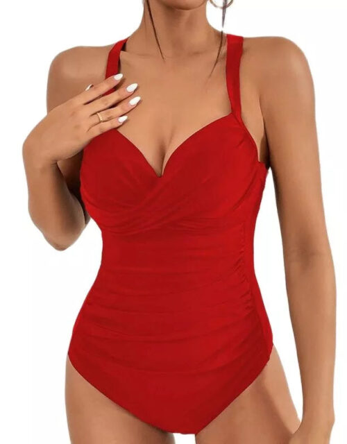 Red Push-Up One-Piece Swimsuit