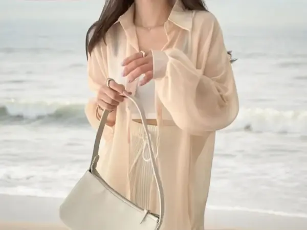 Women's Swimwear Cover-Up | Long Sleeve Blouse Top | Fashionable Beachwear - Image 2
