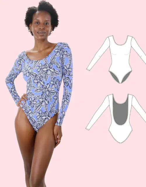 Valeria One-Piece Swimsuit PDF Pattern / High leg / Long Sleeve Swimsuit