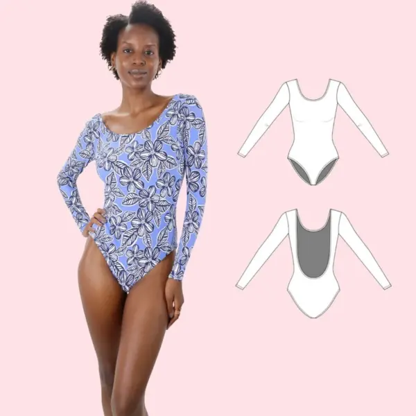Valeria One-Piece Swimsuit PDF Pattern / High leg / Long Sleeve Swimsuit