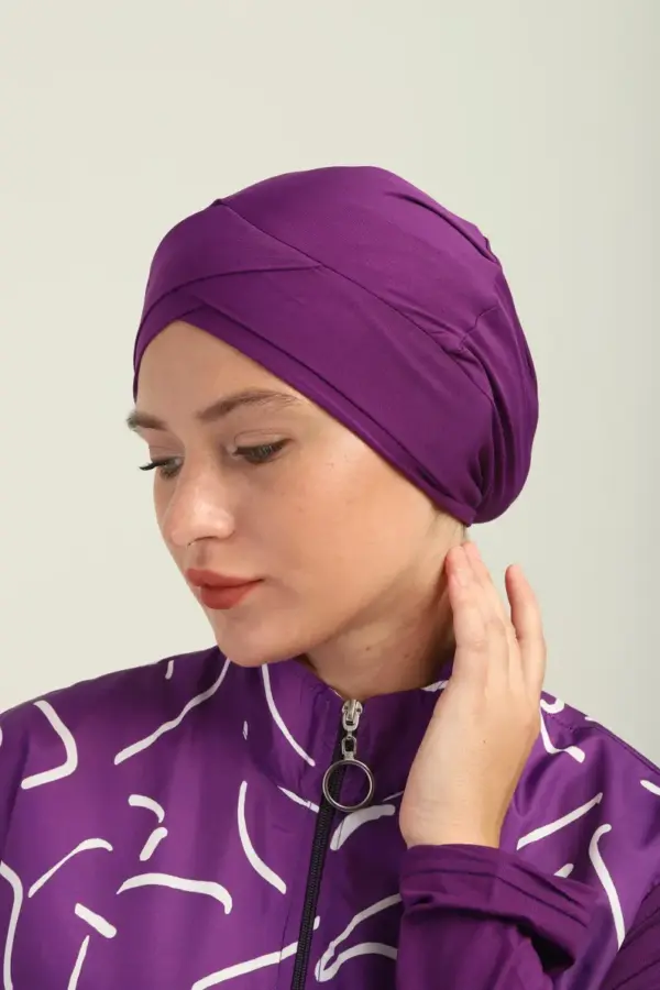 Modest Swim Cap, Water-Resistant, Quick-Drying, Stylish And Comfortable Design Perfect for Beach & Pool Days Bow Swimming Cap for Women - Image 2