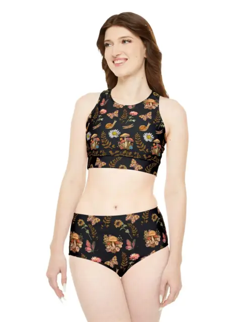 Cottagecore Sporty Bikini Set, Fairycore Swimsuit